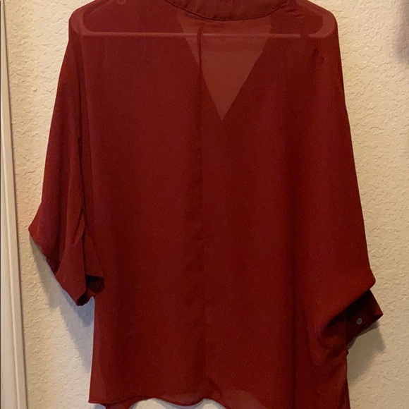 Burgundy Sheer Blouse - Picture 3 of 4